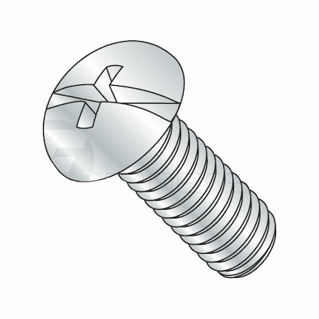 Newport Fasteners #8-32 x 4 in Combination Phillips/Slotted Round Machine Screw, Zinc Plated Steel, 1000 PK 251873-1000